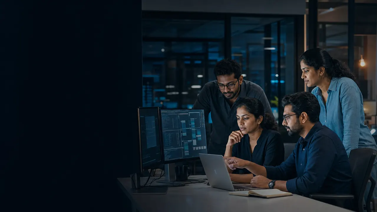 Indian software product team collaborating in a technology studio