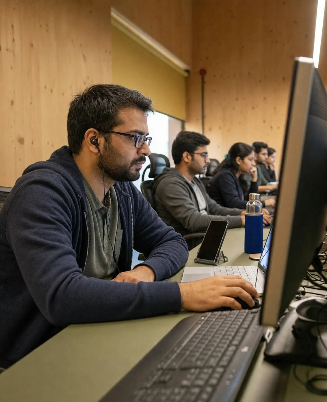 Indian software development team working at computers