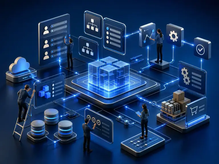 Technology visual representing the RestoOS restaurant platform